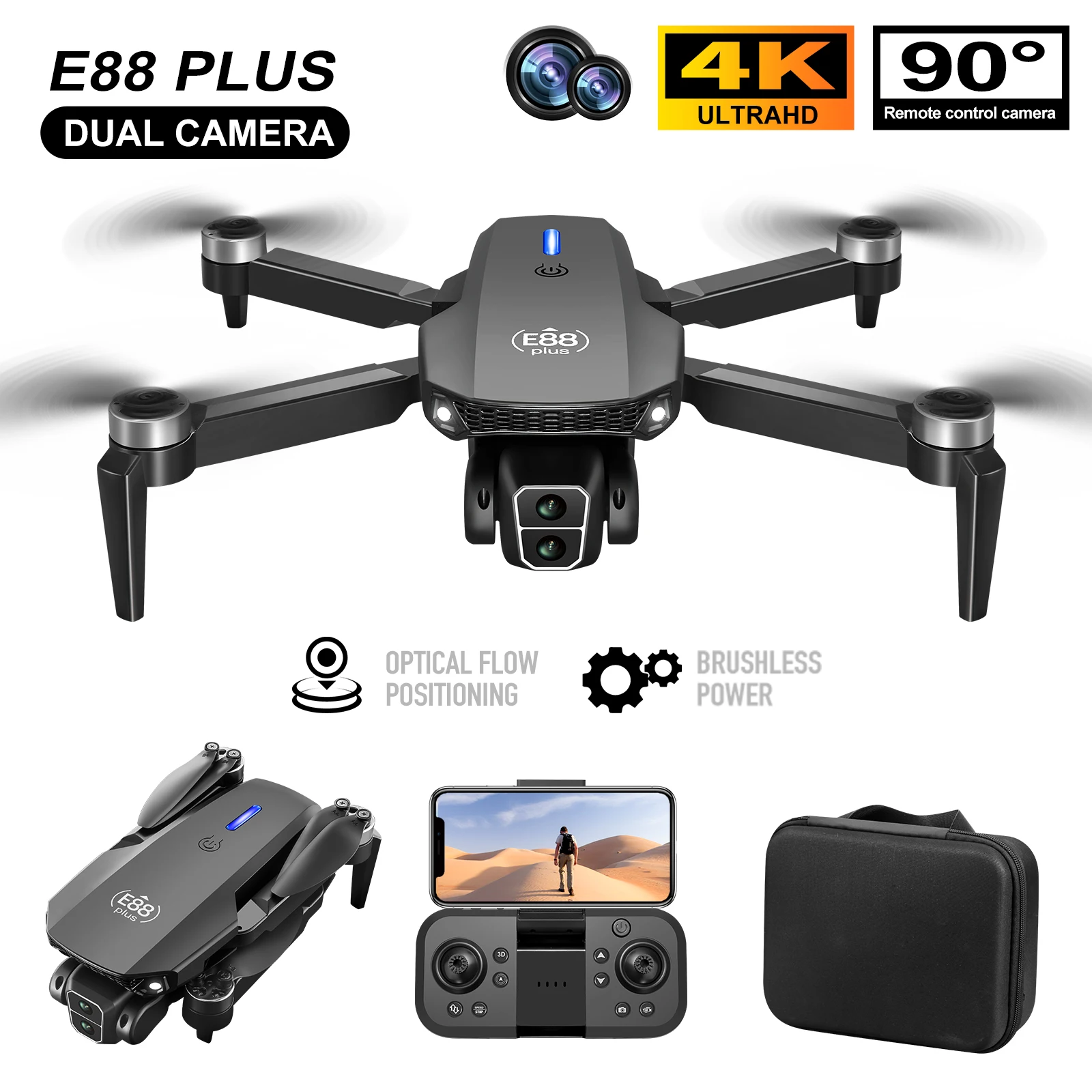 Nuevo Dron cuadricóptero E88 P - Drone Camera Hd reseña y precio